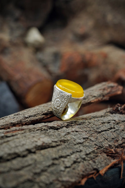 Yellow Agate (Aqeeq) Ring