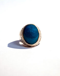 Turquoise Ring with Zircon (Feroza) – Elegant Design